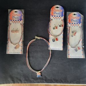 Vintage 4th of July Patriot Pride Pendant & Earring Set